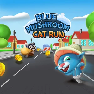 Blue Mushroom Cat Run - Play Free Best Adventure Online Game on JangoGames.com