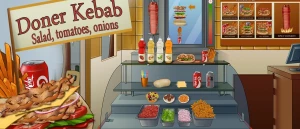 Döner Kebab : salade, tomates, oignons - Play Free Best Cooking Online Game on JangoGames.com