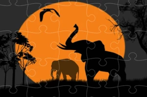 Elephant Silhouette Jigsaw - Play Free Best Puzzle Online Game on JangoGames.com
