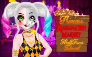 Princess Halloween Makeup HalfFaces Tutorial - Play Free Best makeup Online Game on JangoGames.com