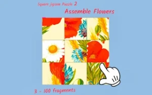 Square jigsaw Puzzle 2 - Assemble Flowers - Play Free Best brain Online Game on JangoGames.com